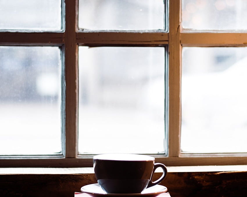 Перваз на прозореца, Чаша за кафе, Книги, Уютно настроение - Дева HD тапет