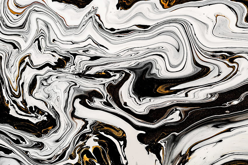 텍스처. 아크릴 액체 페인트, 흑백 액체 예술 HD 월페이퍼