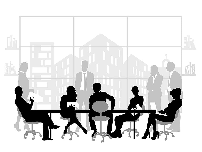 การประชุมทางธุรกิจที่ Office เทมเพลต Powerpoint - สีดำ, สีน้ำเงิน, ธุรกิจและการเงิน, สีขาว - พื้นหลัง PPT และเทมเพลต, การประชุมทางการเงิน วอลล์เปเปอร์ HD
