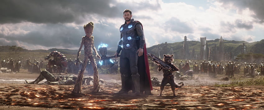 Lądowanie Thora w Wakandzie. Avengers: Wojna bez granic Tapeta HD