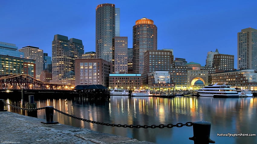 Boston Skyline, skyline, modern, boston, city HD wallpaper