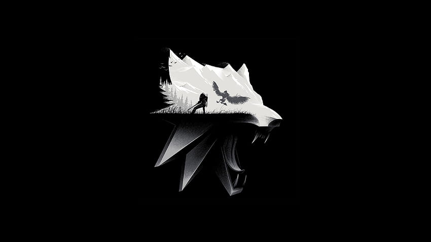 The Witcher 3 Wild Hunt Wolf Artwork Resolution, Schwarzer Wolf HD-Hintergrundbild