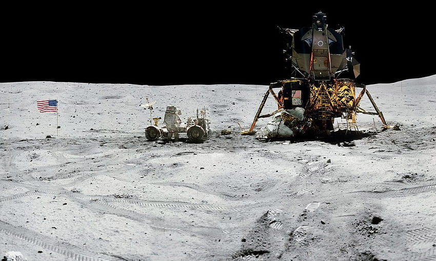 Atterrissage sur la lune d'Apollo 11 - La Nasa révèle une NOUVELLE époustouflante de la surface lunaire pour célébrer le 50e anniversaire de la mission, le module lunaire Fond d'écran HD