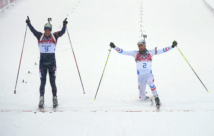 Emil Hegle Svendsen Sochi 2014'te Norveç biatlon altın madalyası HD duvar kağıdı