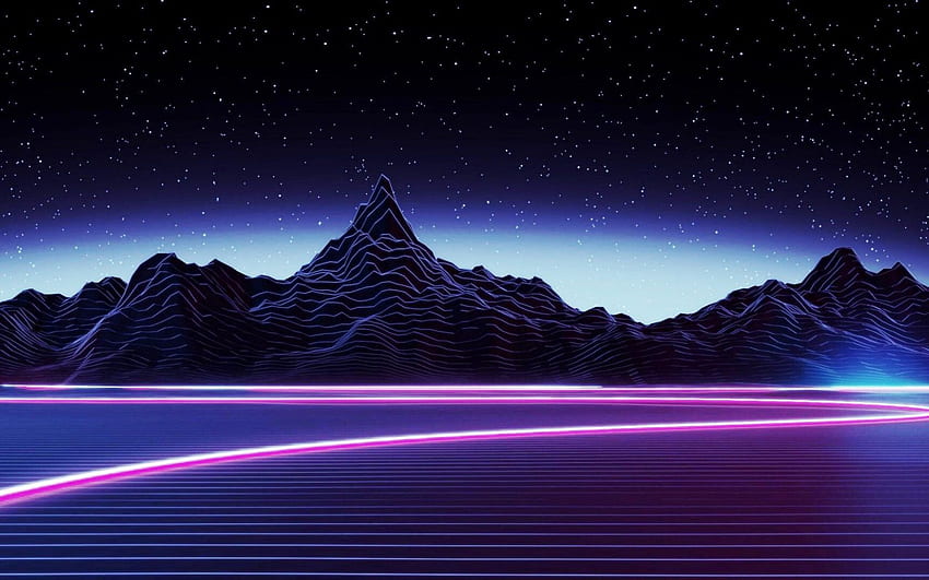Neon Mountain Dark Aesthetic, Neon Purple Mountain HD wallpaper
