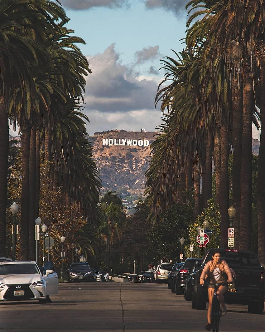Западен Холивуд, Калифорния. Естетика на пътуването, пътуване в Калифорния, графика в Лос Анджелис, Калифорния, улица Холивуд HD тапет за телефон