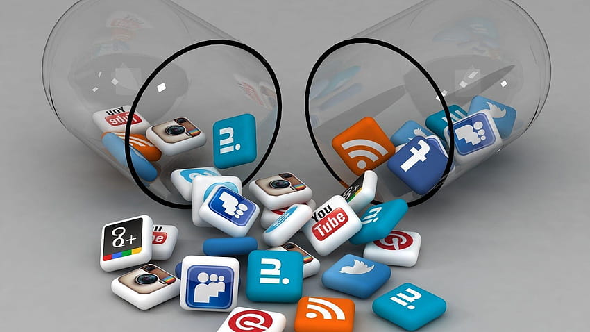 Ikona mediów społecznościowych, ikony mediów społecznościowych Tapeta HD