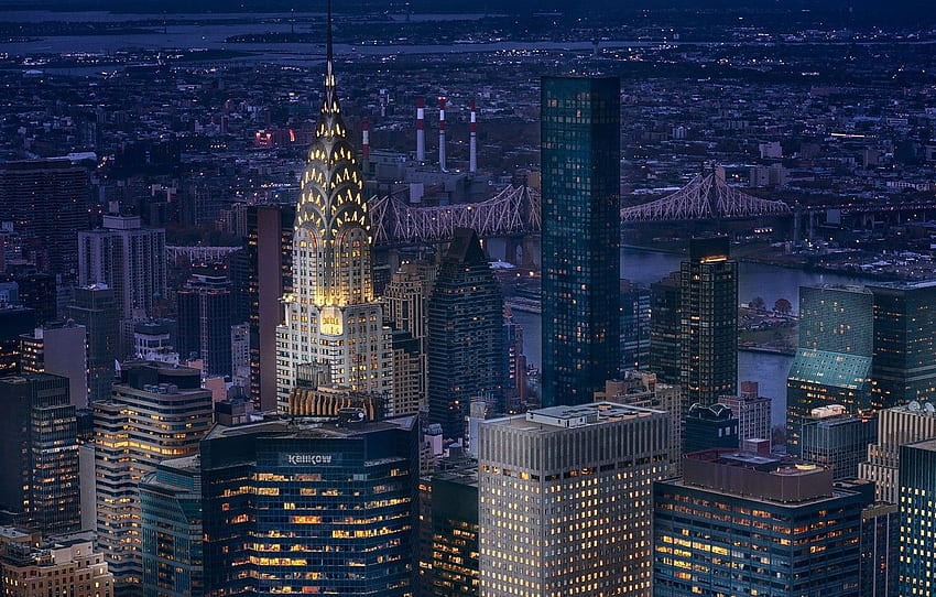 град, светлини, САЩ, мост, нощ, Ню Йорк, Манхатън, Ню Йорк, Ню Йорк, небостъргач, Chrysler Building, архитектура, сграда, градски пейзаж, Съединени американски щати за , раздел город - HD тапет
