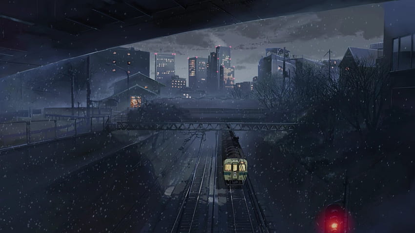 train night city anime 5 centímetros por segundo JPG 232 kB. Mocah, Anime City Computer papel de parede HD