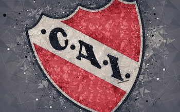 Independiente FC, golden logo, Argentine Primera Division, red metal  background, HD wallpaper