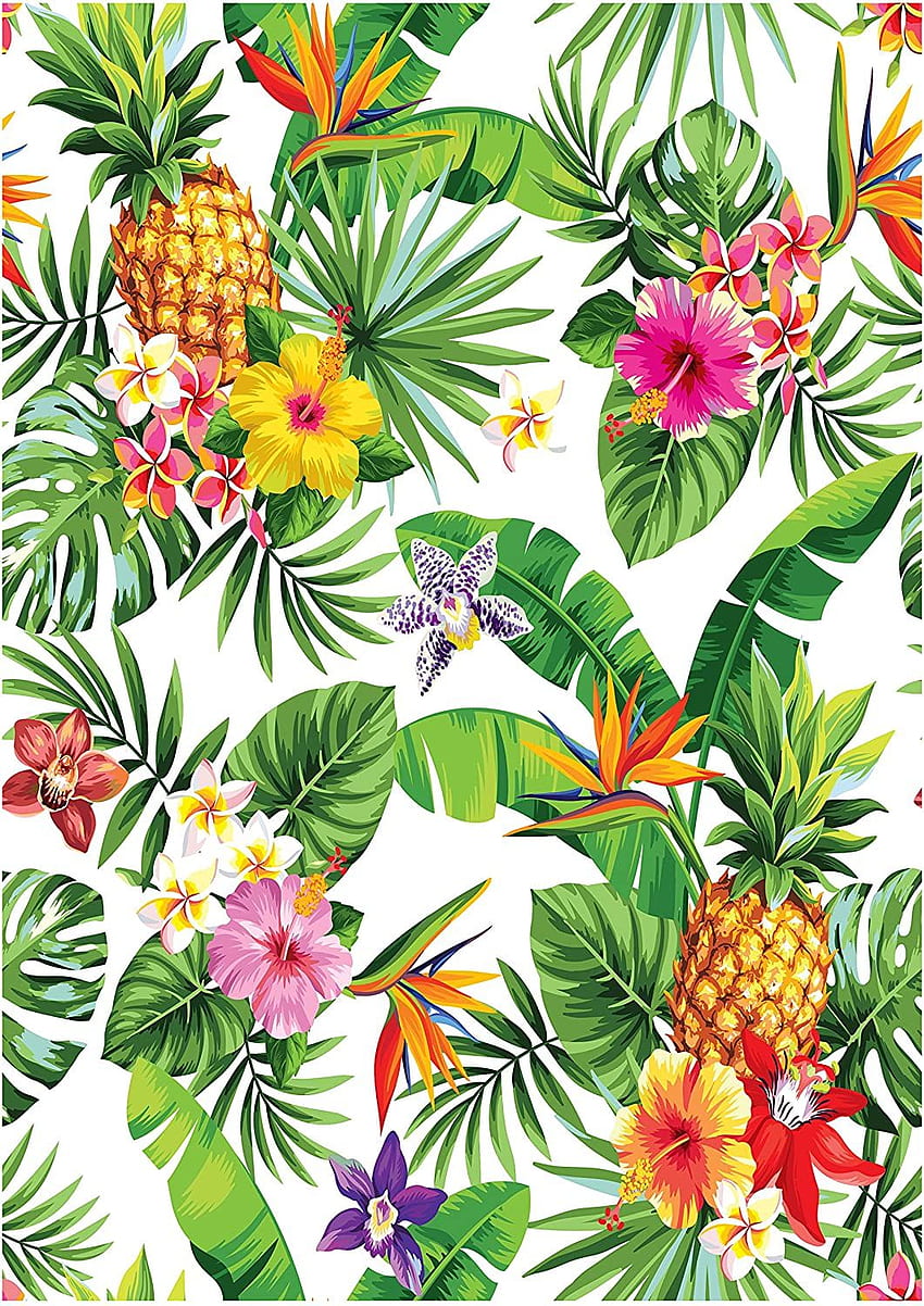 x A4 отпечатано цветно тропическо цвете, декорация на ананас, лист за глазура, ядлив лист с декорация за торта - идеален за големи торти: .uk: играчки и игри, хавайски модел HD тапет за телефон