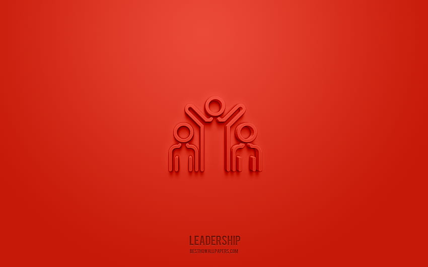3d икона на лидерство, червен фон, 3d символи, лидерство, бизнес икони, 3d икони, знак за лидерство, бизнес 3d икони HD тапет