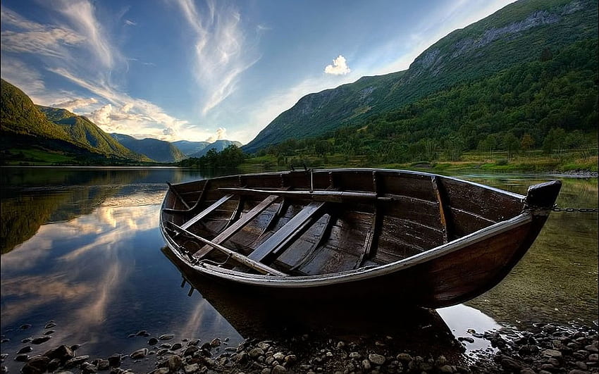 Wooden Boat Landscape Nature in jpg format for, Dark Boat HD wallpaper