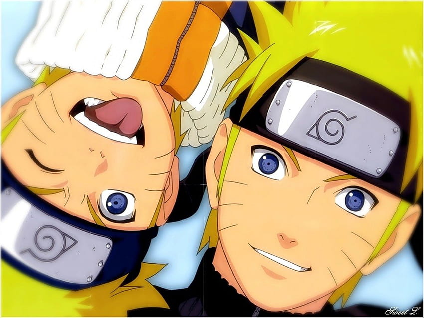 Naruto at 13 and 16 years old, blue, naruto shippuuden, anime, yellow, naruto, anime boy HD wallpaper