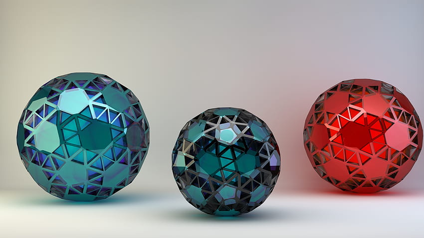 3D, Grid, Form, Glass, Balls HD wallpaper