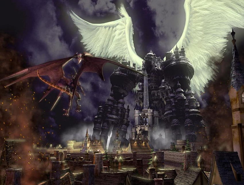 Angel vs Demon, hell, angel battles demon, heaven, demon vs angel, angel, christianity, demon HD wallpaper