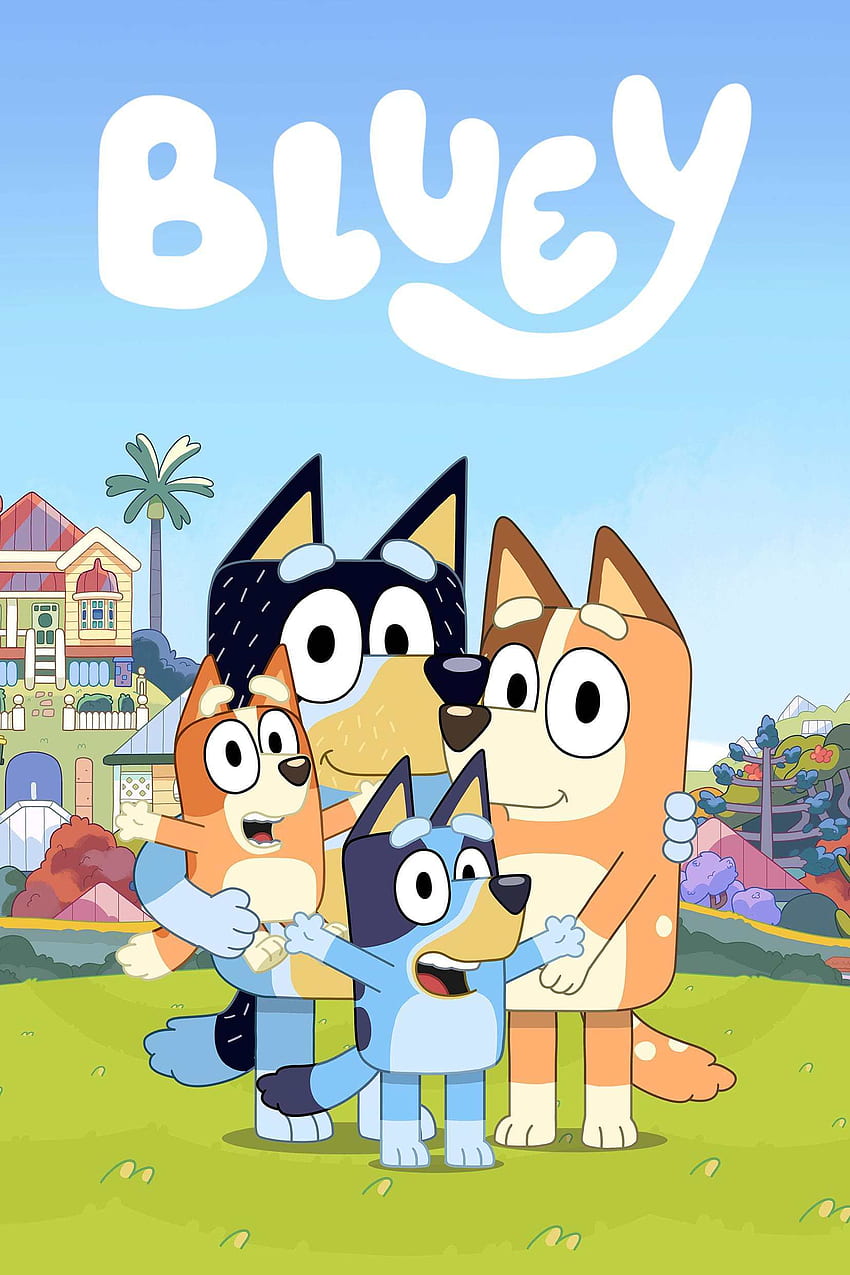 Bluey, dibujos animados, familia fondo de pantalla del teléfono
