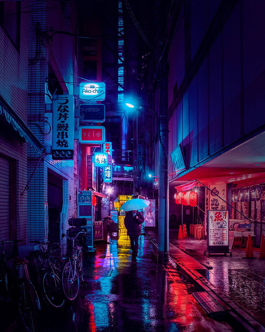More Neon Soaked Tokyo From Liam Wong, Aesthetic Tokyo Rain HD phone ...