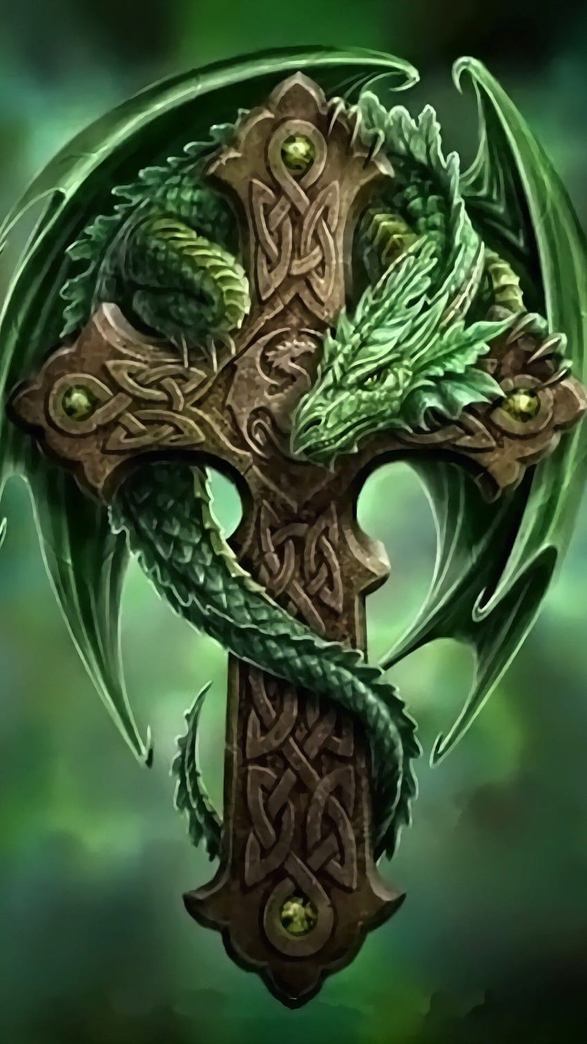 Croce celtica, drago celtico Sfondo del telefono HD