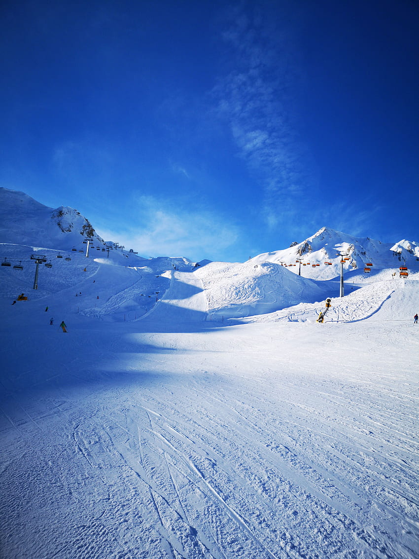 Nature, Mountains, Descent, Ski, Piste, Ski Track, Lifts HD phone wallpaper