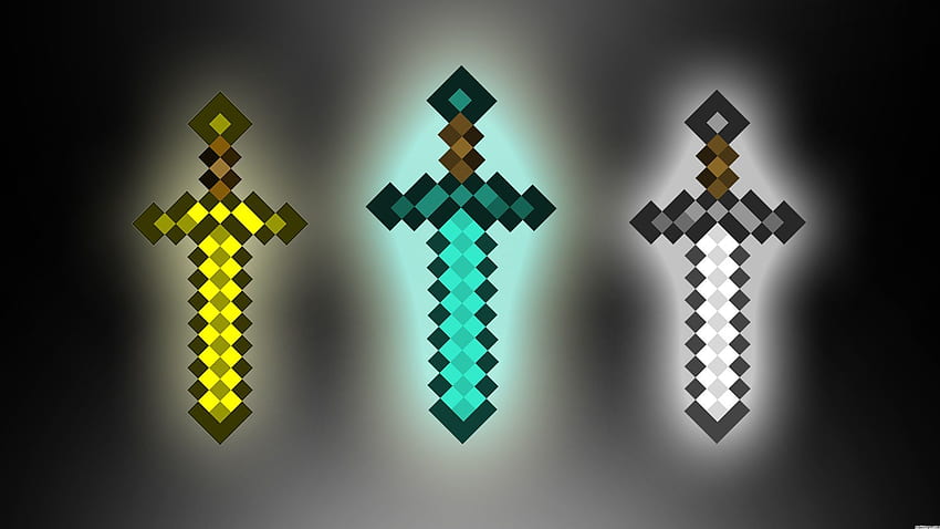 Gold Sword, Diamond Sword, and Iron Sword: Minecraft. Minecraft HD wallpaper