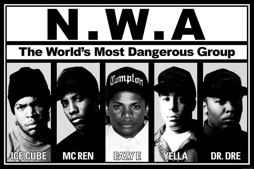 N_W_A_ BW Ice Cube Mc Ren Eazy E Yella Dr Dre แร็ปเปอร์ฮิปฮอป วอลล์เปเปอร์ HD