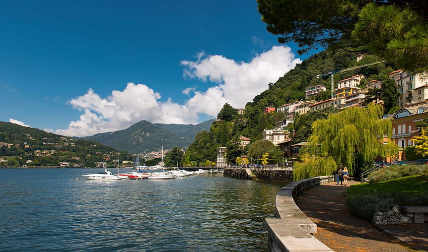 Lake Como Como Lombardy Italy Lake Como promenade marina HD wallpaper
