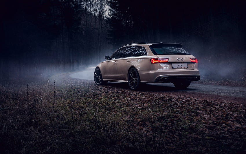 Audi RS6 Avant, 숲길, 2017 자동차 HD 월페이퍼