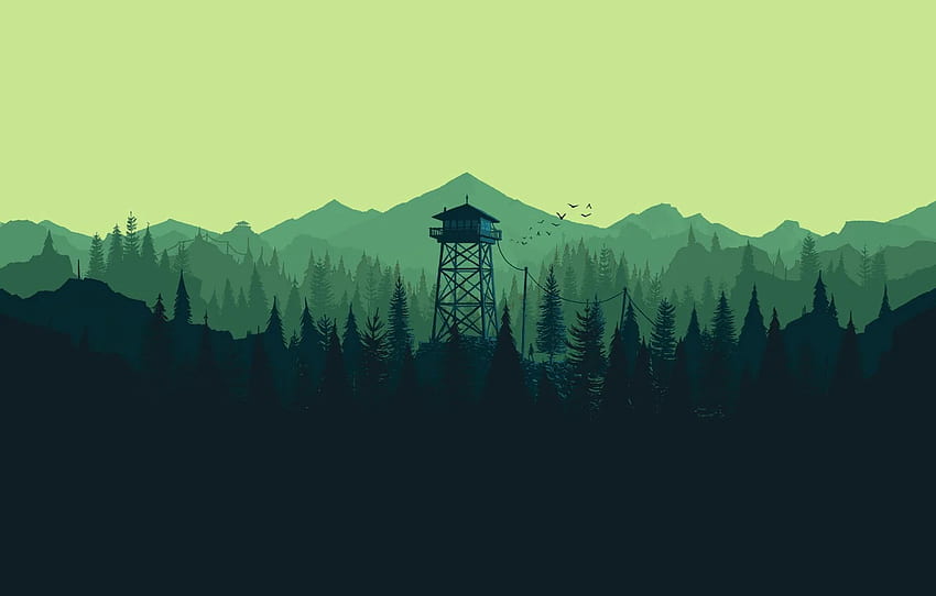 The evening, Mountains, The game, Forest, View, Hills, Landscape, Tower, Campo Santo, Firewatch, Fire watch for , section игры HD wallpaper