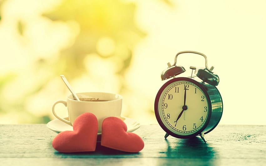 นาฬิกาปลุกอะนาล็อกถ้วยกาแฟ Red Hearts - แคนาดา, Love Alarm วอลล์เปเปอร์ HD