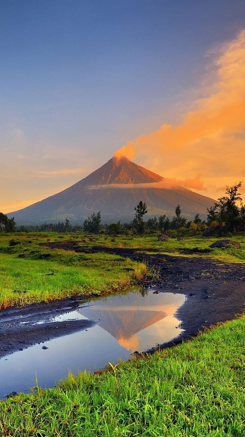 Mayon Park. Tap to see more Wonderful reflection landscape, Philippines Scenery HD phone wallpaper