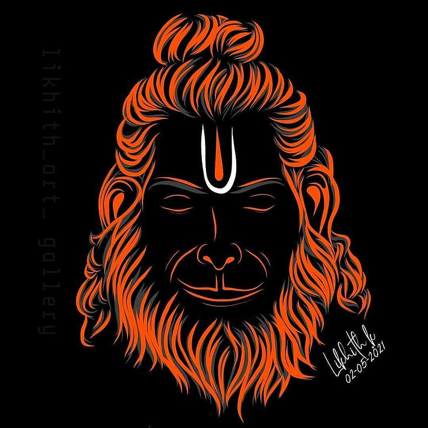Lord Hanuman Bhagwan Ji Poster in Black HD phone wallpaper