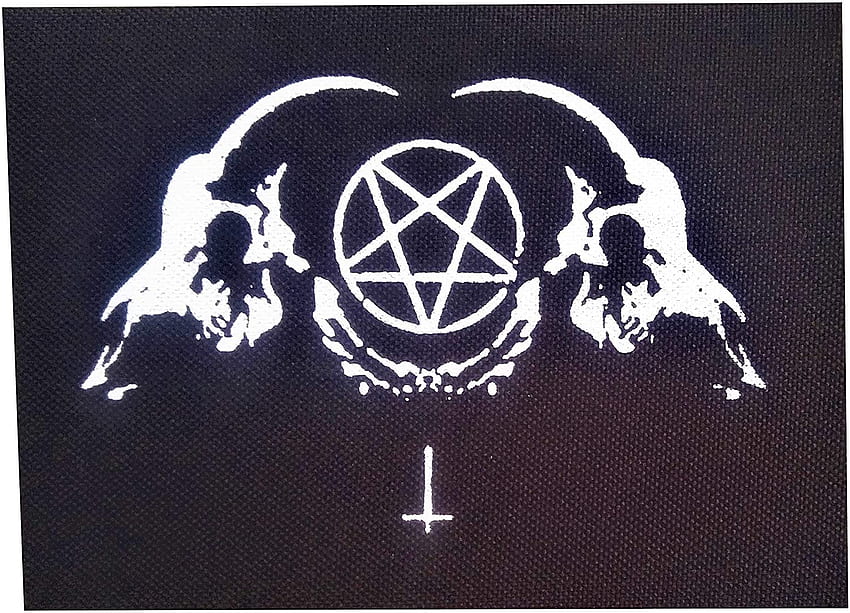 Parche de calavera de cabra - Pentagrama satánico Baphomet de Mendes Leviatán Cruz Sigilo gótico oculto de Lucifer Cabeza de cabra Brujería Wicca Devil: Arte, Manualidades y Costura fondo de pantalla