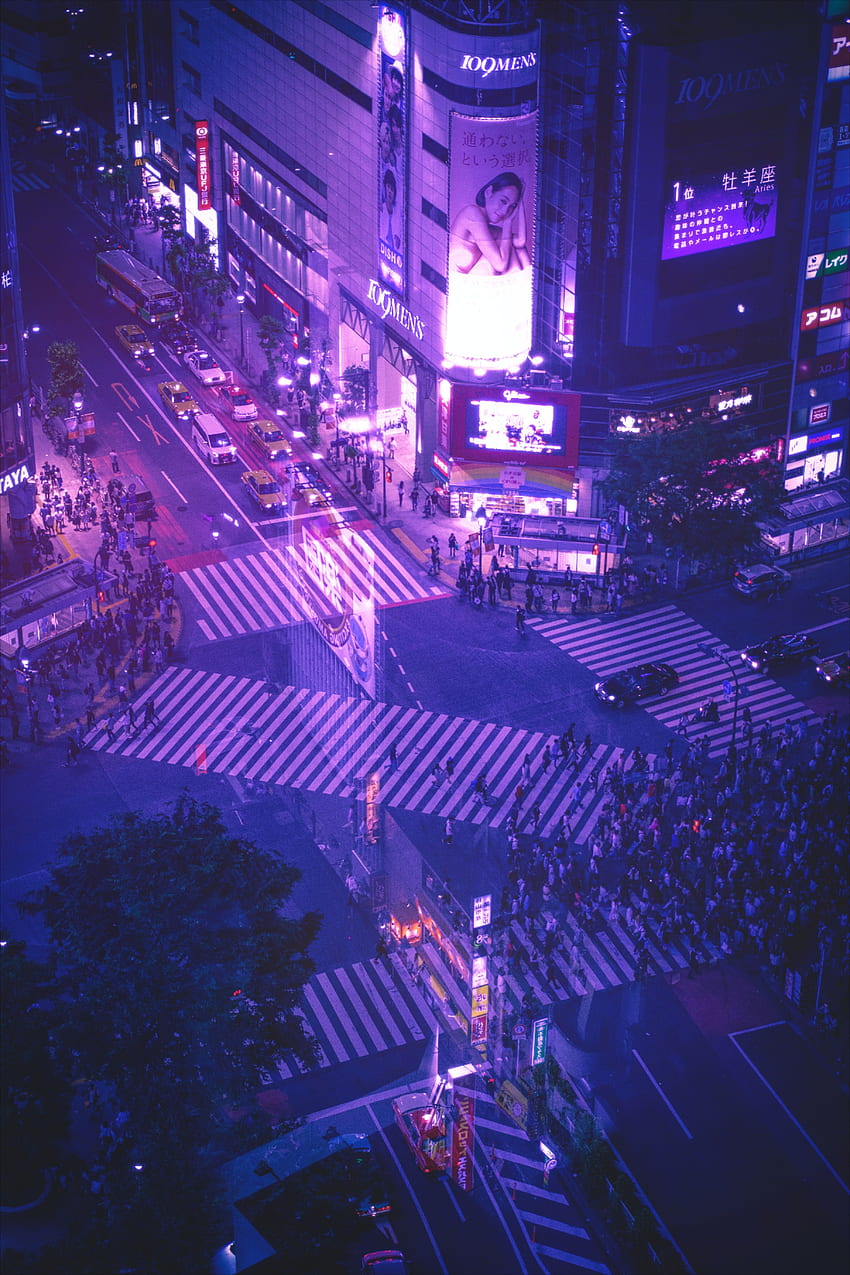 พื้นหลังอะนิเมะเมืองโตเกียวสีส้ม - Gambar Keren, Purple Tokyo วอลล์เปเปอร์โทรศัพท์ HD