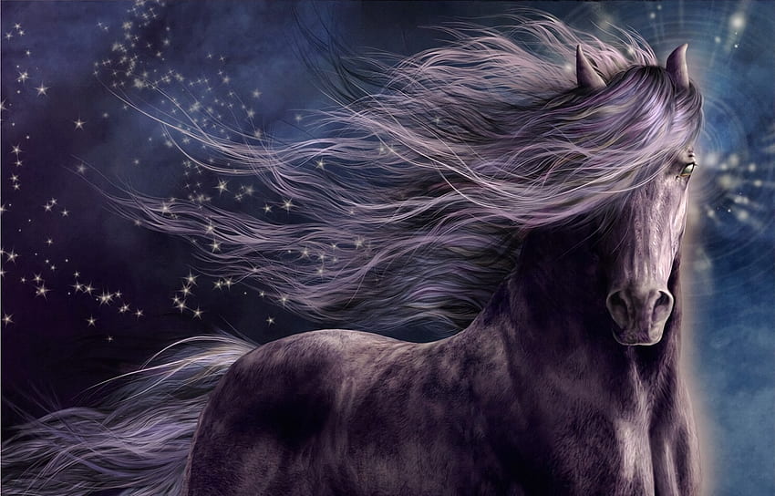 Fantasy horse, purple, horse, fantasy, luminos, cal HD wallpaper