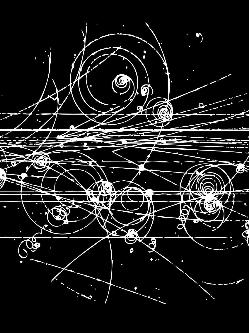 Impact trajectories of subatomic particles from collisions in a HD phone wallpaper