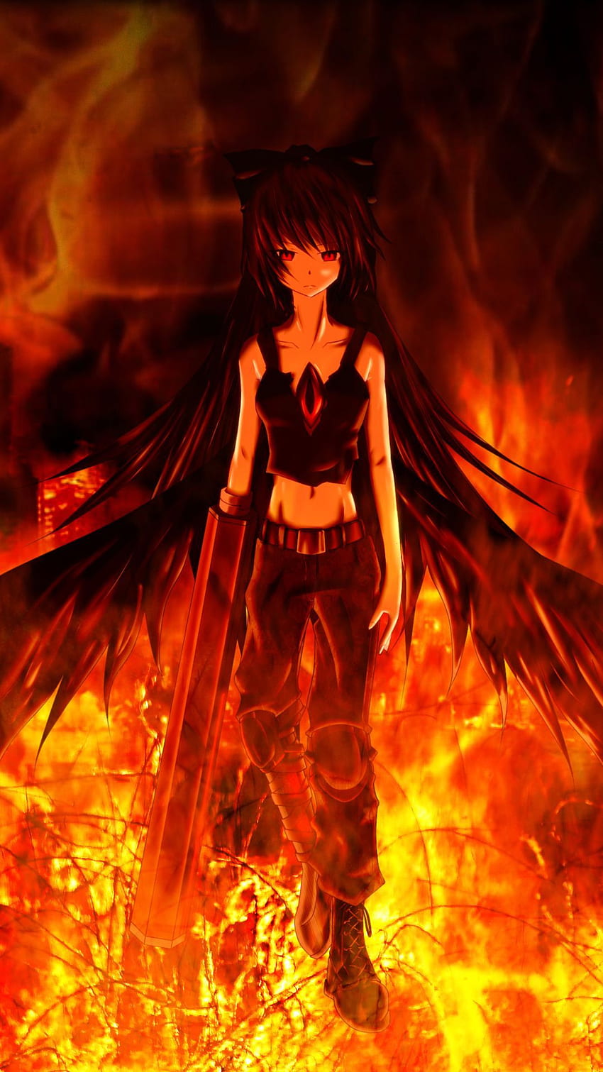 Athah Anime Touhou Flame Fire Girl Wings Weapon Gothic Utsuho Reiuji 1319  inches Wall Poster Matte Finish Paper Print  Animation  Cartoons posters  in India  Buy art film design movie