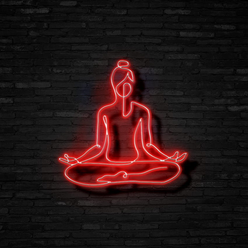 Meditation - Neon Sign, Neon Buddha HD phone wallpaper