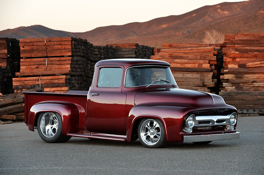 1956, Ford, F 100, Custom, Hot, Rod, Rods, Pickup, Lowrider, F100 / and Mobile Background, Ford F100 HD wallpaper