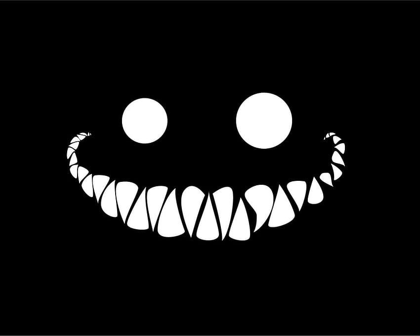 Sonrisa espeluznante en blanco y negro. t, sonrisa de gato fondo de pantalla