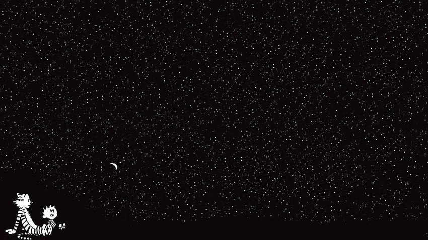 Calvin and hobbes, starry sky, cartoon HD wallpaper | Pxfuel