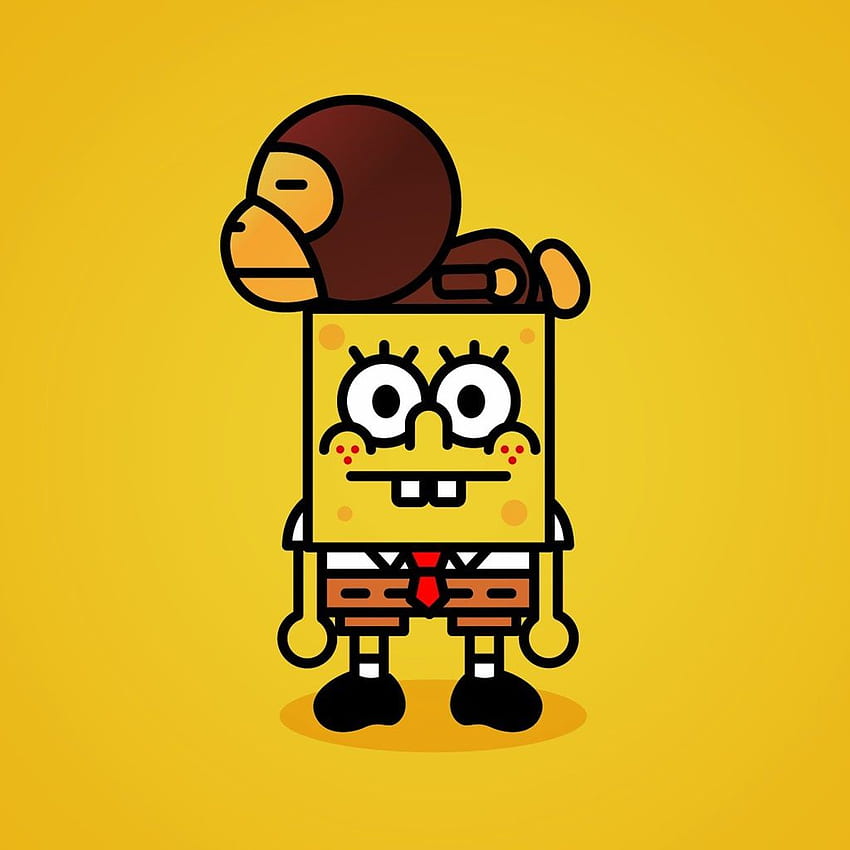 Funny SpongeBob and Monkey. / Background, Cute Cartoon Monkey HD phone wallpaper