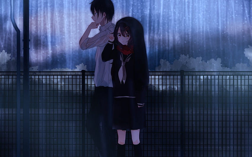 couple, Rain / and Mobile &, Sad Rain Anime HD wallpaper