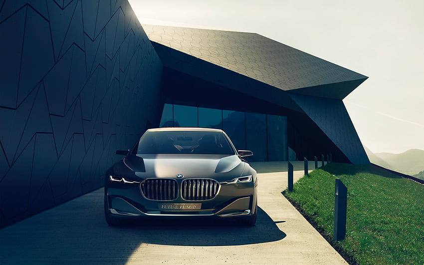 Concetto di lusso futuro BMW Vision. Automobile, casa futuristica Sfondo HD