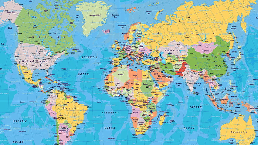 Weltkarte - groß, Kontinente HD-Hintergrundbild