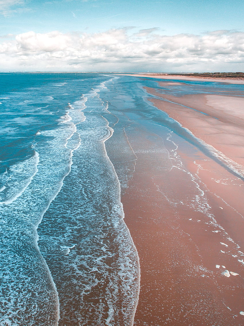 Naturaleza, arena, orilla, banco, océano, espuma, surf fondo de pantalla del teléfono