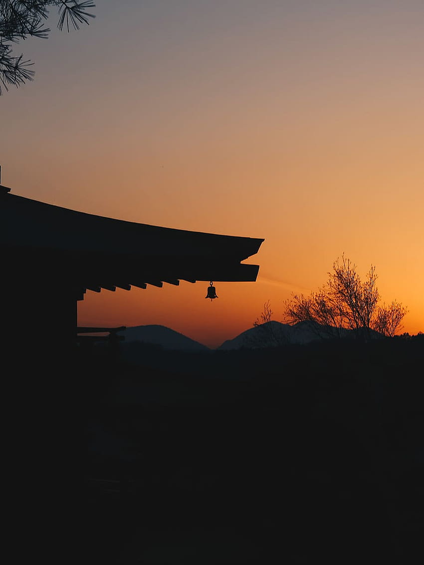 : Jepang, Fujiyoshida Shi, Pagoda Chureito, Matahari Terbenam, Matahari Terbenam Jepang wallpaper ponsel HD