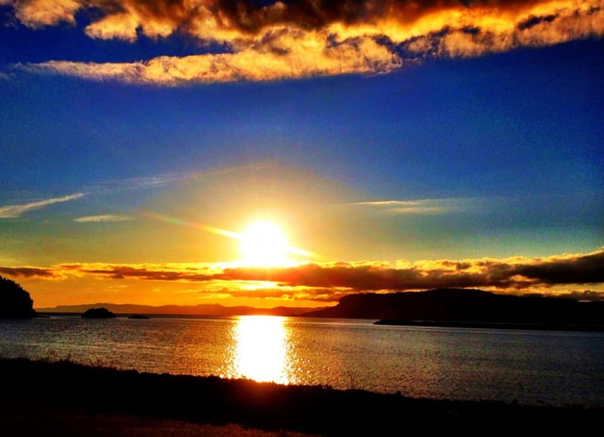 พระอาทิตย์ตก ฤดูร้อน ตอนเย็น สี ทะเล ดวงอาทิตย์ แสง วอลล์เปเปอร์ HD