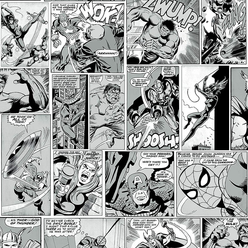 Marvel Comic Strip Black and White Muriva 159502 HD phone wallpaper