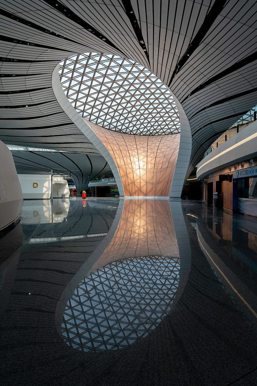 Zaha Hadid Architects의 베이징 다싱 국제 공항 HD 전화 배경 화면